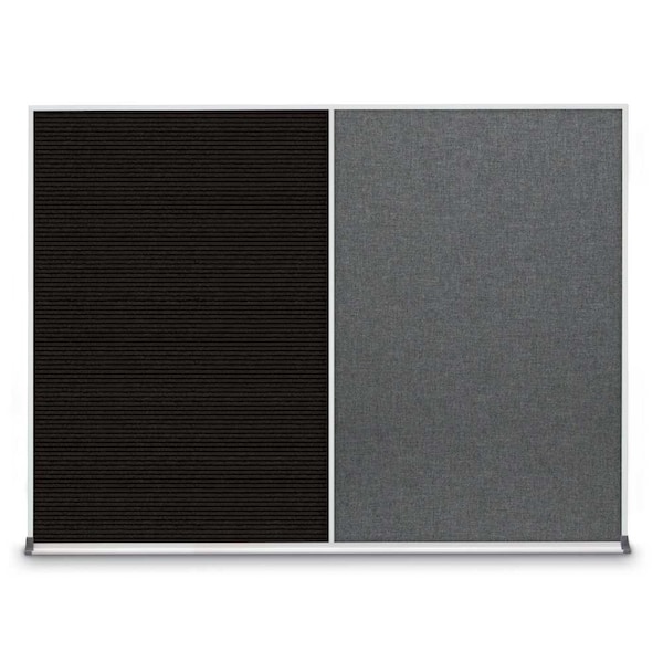 United Visual Products Triple Door Radius Plus Corkboard, 72" x UV8005PLUS-BRONZE-RUBBER - main